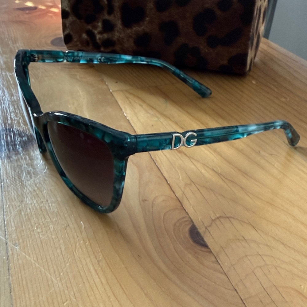 Dolce & Gabbana Teal Sunglasses with Gold Accents